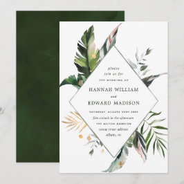 Tropical Foliage Green Wedding Einladung