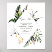 Tropical Foliage Green Wedding Open Bar Sign Poster (Vorne)