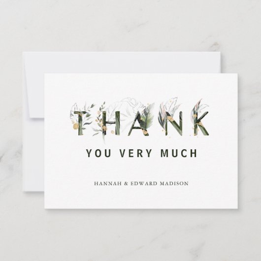 Tropical Foliage Letter Dankeschön-Karte Dankeskarte (Vorderseite)