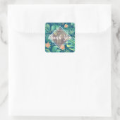 Tropical Foliage Muster personalisiert Vielen Dank Quadratischer Aufkleber (Tasche)
