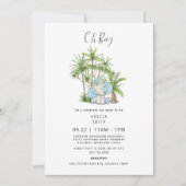 Tropical Foliage Niedlich Elephant Boho Oh Boy Einladung (Vorderseite)