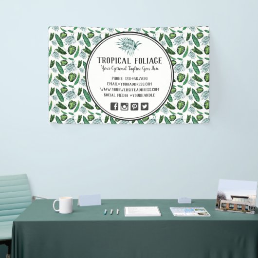 Tropical Foliage Palm Blätter & Grüne Wasserfarbe Banner (Messeveranstaltung)
