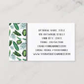 Tropical Foliage Palm Blätter & Grüne Wasserfarbe Visitenkarte (Rückseite)