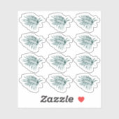 Tropical Foliage Palm Leaf Grüne Wasserfarbe Aufkleber (Blatt)