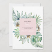 Tropical Foliage Pink Babydusche Einladung (Vorderseite)