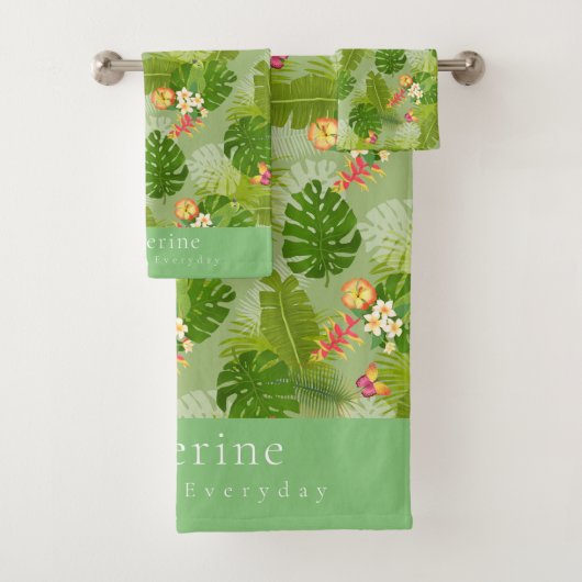 Tropical Foliage Summer Green Badhandtuch Set (Insitu)