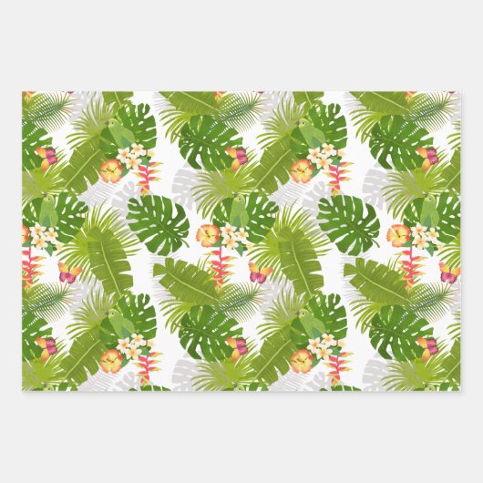 Tropical Foliage Summer White Geschenkpapier Set (Vorderseite 3)