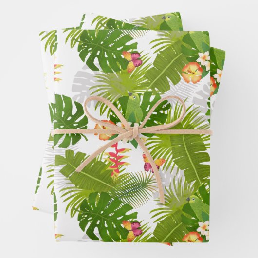 Tropical Foliage Summer White Geschenkpapier Set (Beispiel)