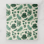 Tropical Foliage Trendy Reservierte Seating Weddin Platzkarte (Innenseite Aufgefaltet)