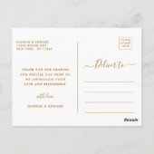 Tropical Foliage Wedding Foto Gold Vielen Dank Postkarte (Rückseite)