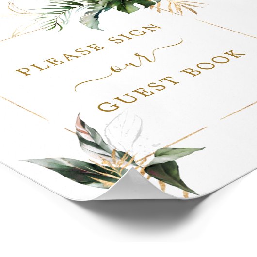 Tropical Foliage Wedding Guest Book Square Sign Poster (Ecke)
