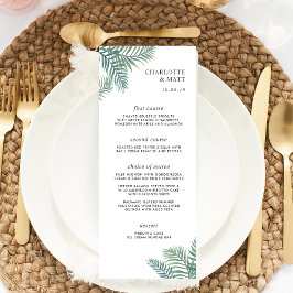 Tropical Foliage Wedding Menu Card Menükarte