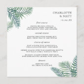 Tropical Foliage Wedding Menu Square Card Menükarte (Vorderseite)