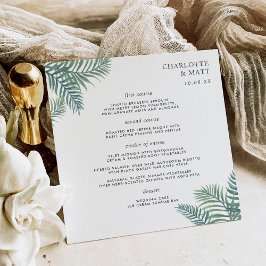 Tropical Foliage Wedding Menu Square Card Menükarte