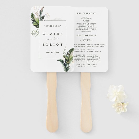 Tropical Foliage Wedding Program Fächer (Vorne und Hinten)