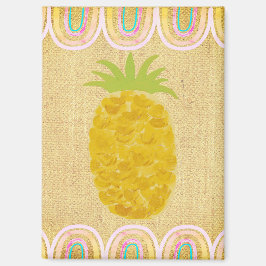 Tropical Folk Art Pineapple Magnet