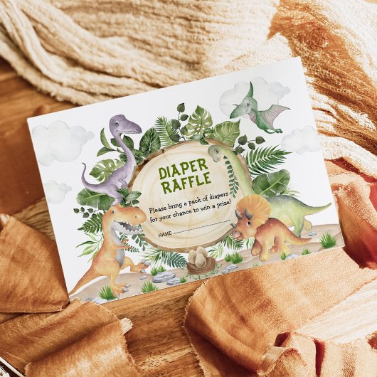 Tropical Forest Dinosaurs Baby Boy Diaper Raffle Begleitkarte