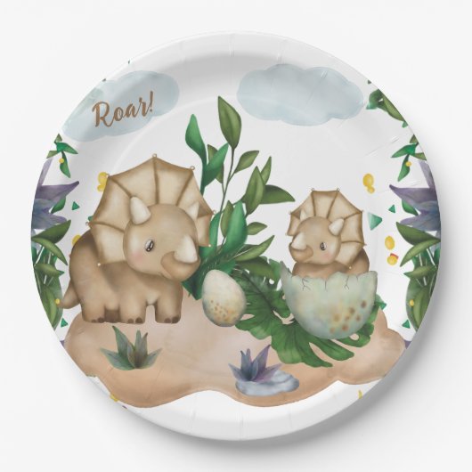 Tropical Forest Dinosaurs Baby Showpapier Teller (Vorderseite)