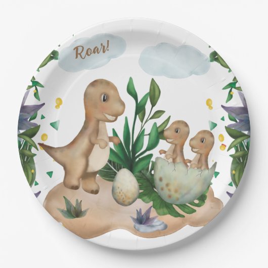Tropical Forest Dinosaurs Baby Showpapier Teller (Vorderseite)
