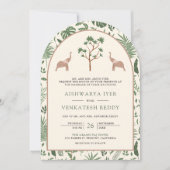 Tropical Forest Elephant Arch Foto Indische Hochze Einladung (Vorderseite)