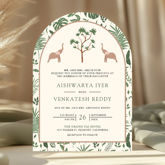 Tropical Forest Elephant Arch Foto Indische Hochze Einladung