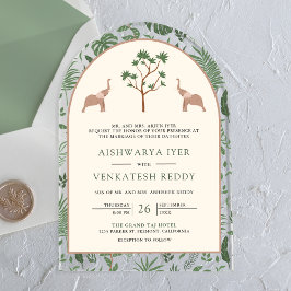 Tropical Forest Elephant Arch Indian Wedding Acryleinladungen