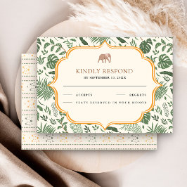 Tropical Forest Elephant Indian Wedding RSVP Karte