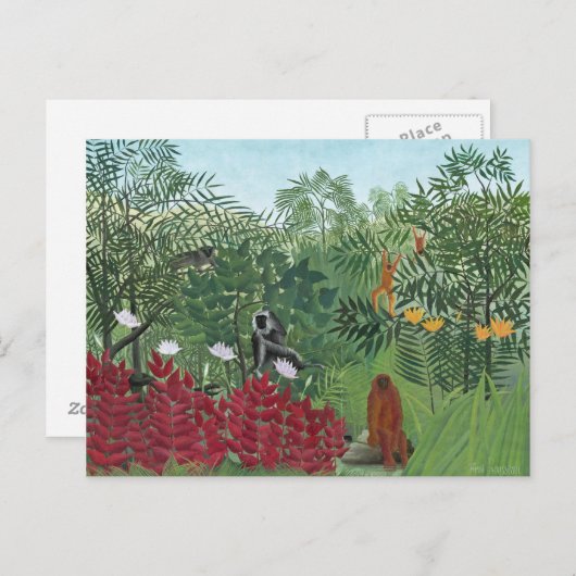 Tropical Forest with Monkeys, 1910 (Oil on Canvas) Postkarte (Vorne/Hinten)