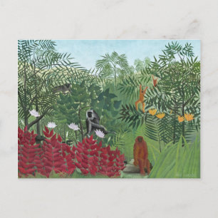 Tropical Forest with Monkeys, 1910 (Oil on Canvas) Postkarte