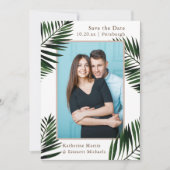 Tropical Frame Beige Wedding Save the Date Foto (Vorderseite)