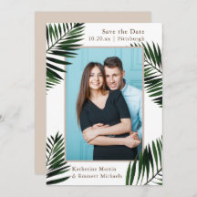 Tropical Frame Beige Wedding Save the Date Foto