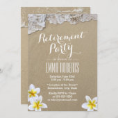 Tropical Frangipani Floral Beach Retirement Party Einladung (Vorne/Hinten)