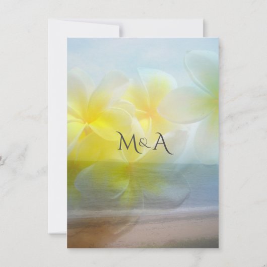 Tropical Frangipani Modern Beach Elegante Hochzeit Einladung (Rückseite)