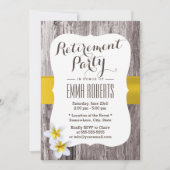 Tropical Frangipani Rustic Wood Retirement Party Einladung (Vorderseite)