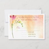 Tropical Freesia Boho Wedding RSVP Karte (Vorderseite)