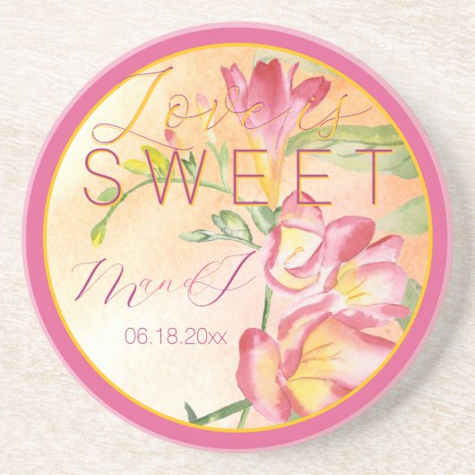 Tropical Freesia Watercolor Liebe ist süß Getränkeuntersetzer (Vorne)