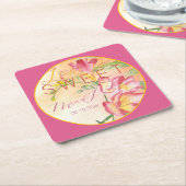 Tropical Freesia Watercolor Liebe ist süß Rechteckiger Pappuntersetzer (angewinkelt)