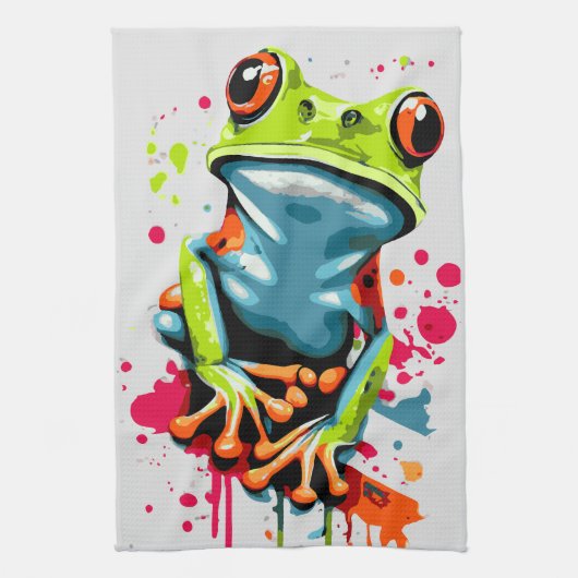 Tropical Frog Kitchen Handtuch farbenfrohe Froschp (Vertikal)