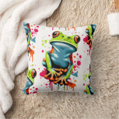 Tropical Frog Pillow - Colorful Frog prince Kissen (Decke)
