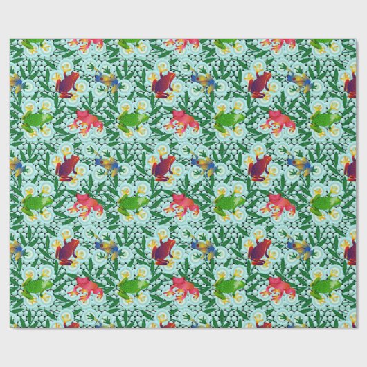 Tropical Frogs Bamboo Geschenkpapier (Flach)