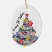 Tropical Frohe Weihnachtsbaum T - Shirt zu Keramik Ornament (Rechts)