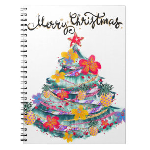 Tropical Frohe Weihnachtsbaum T - Shirt zu Notizblock