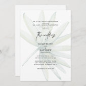 Tropical Frond beide Eltern Hochzeitsfeier Einladung (Vorne/Hinten)