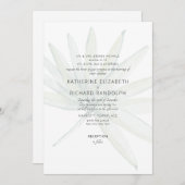 Tropical Frond White beide Eltern Hochzeit Einladung (Vorne/Hinten)