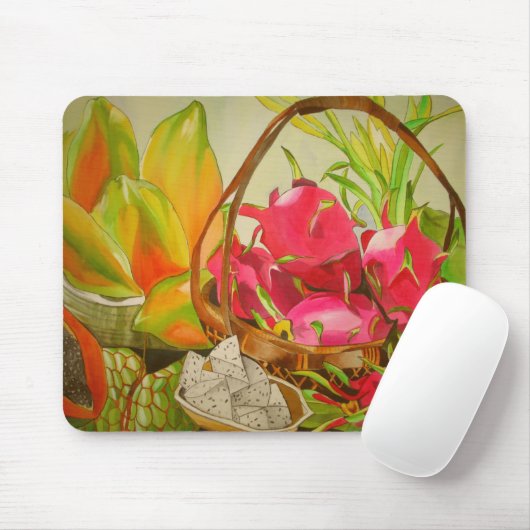 Tropical Fruit Aquarell Originalkunstmalerei Mousepad (Mit Mouse)