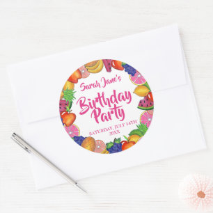 Tropical Fruit Banana Watermelon Geburtstagsparty Runder Aufkleber