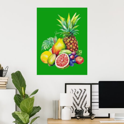 Tropical Fruit Collage Poster (Heimbüro)