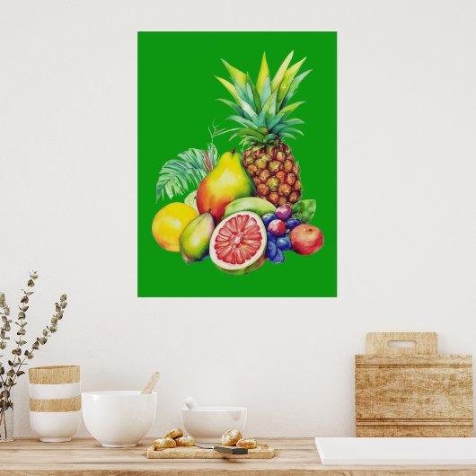 Tropical Fruit Collage Poster (Küche)