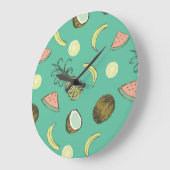 Tropical Fruit Doodle Pattern Große Wanduhr (Winkel)