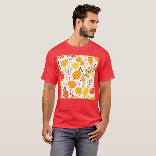 Tropical Fruit Fiesta Pattern T-Shirt (Vorne ganz)
